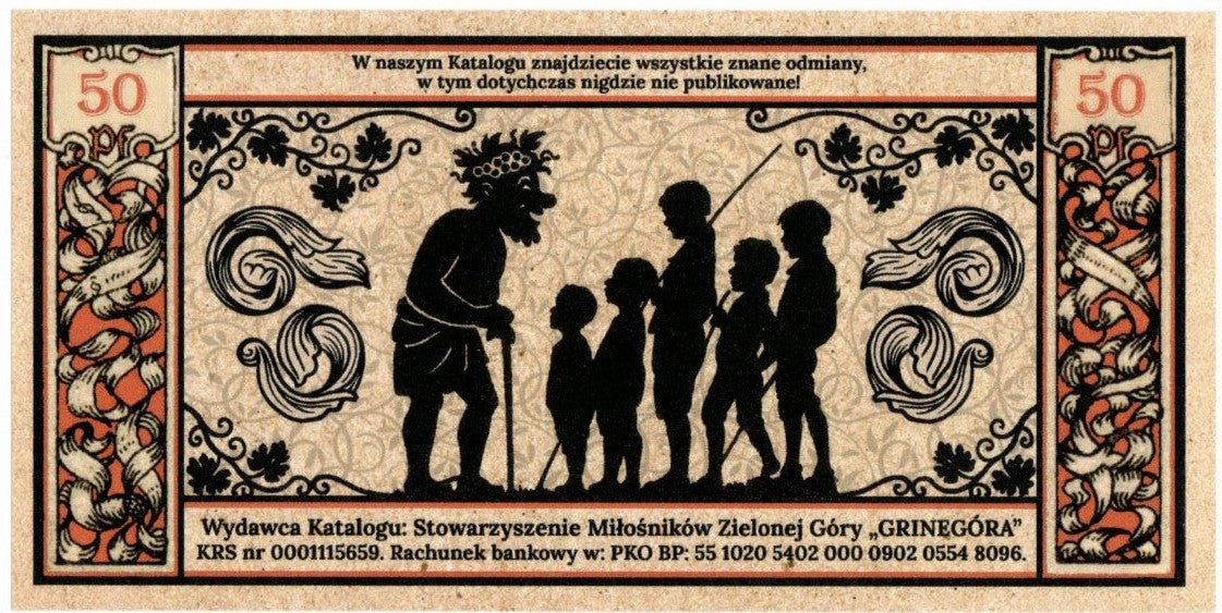 Cegiełka 50 zł, GRINEGORA, na wydanie katalogu bonów Grunberg i Bachnotów