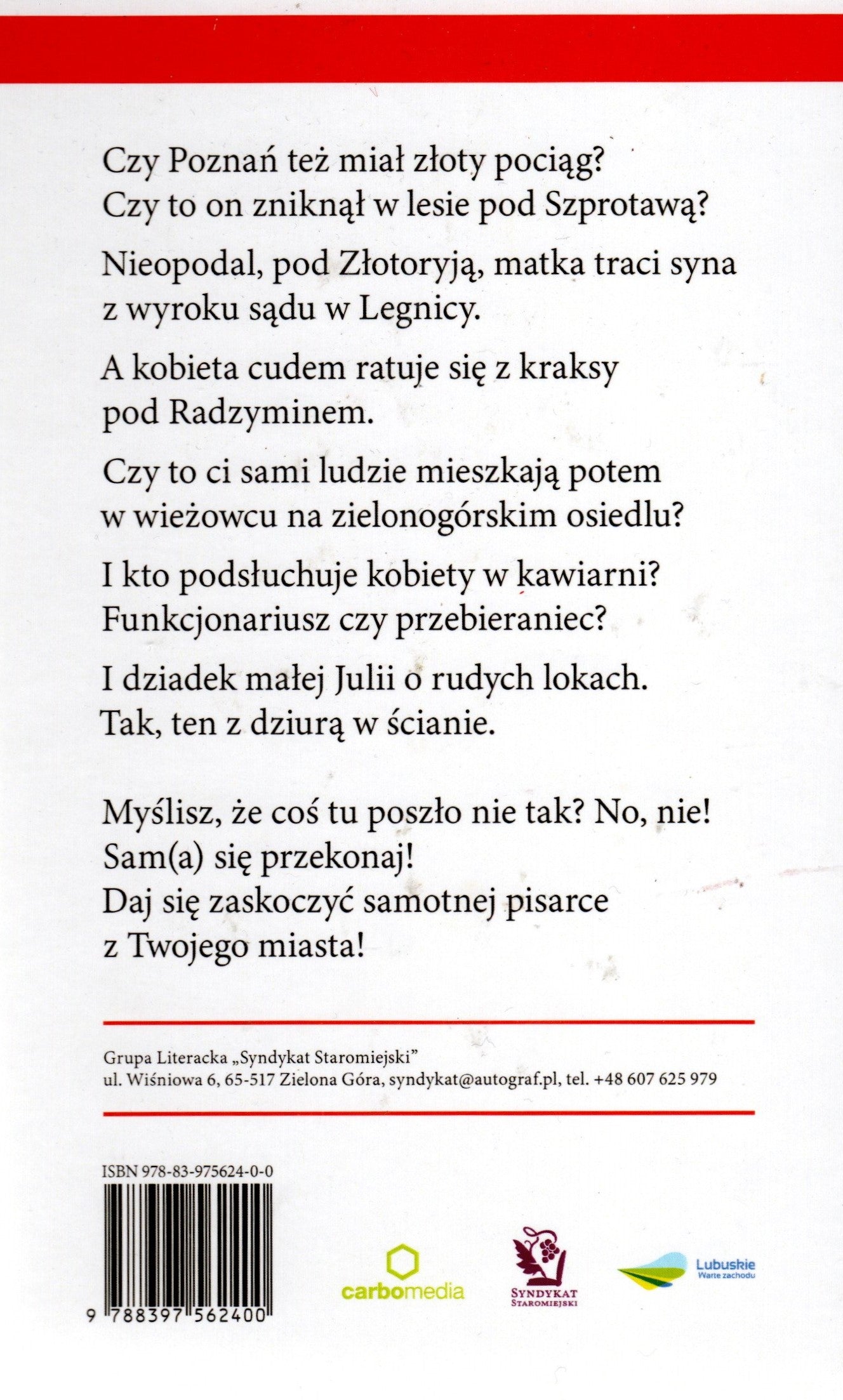 Książka "Piszę, sam(a) w moim mieście" - antologia opowiadań pisarzy zielonogórskich