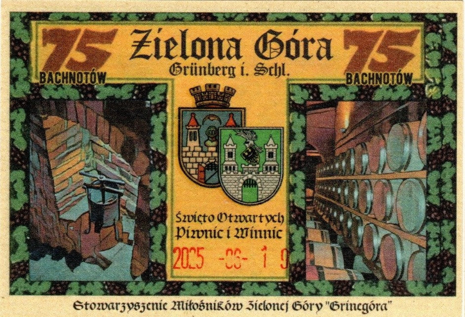 Notgeldy z 1921 r., oryginalne banknoty kolekcjonerskie z Grunberg - Diabeł w piwnicy