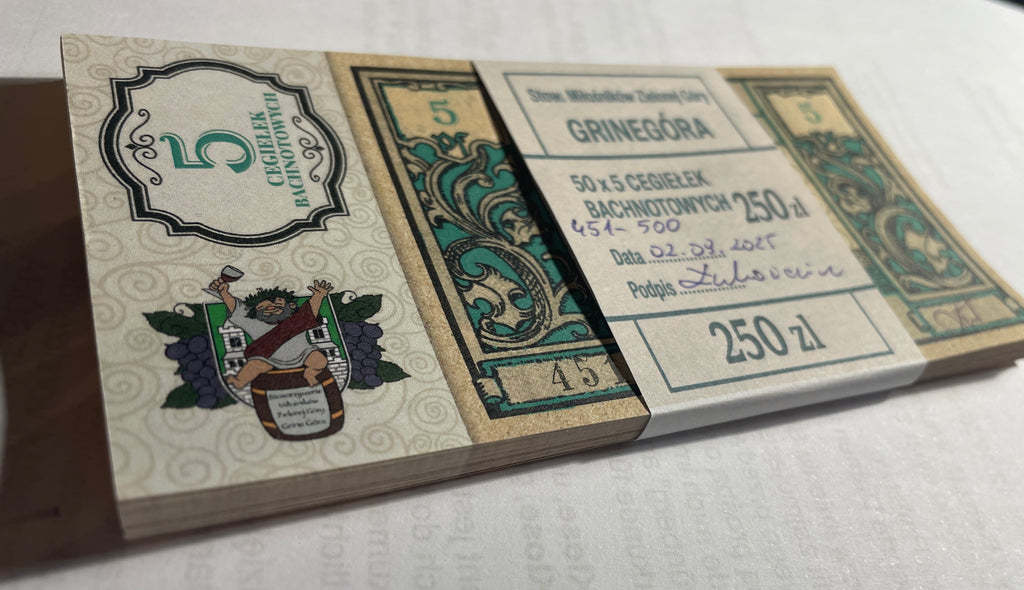 PACZKA Cegiełek 50x5 zł, GRINEGORA, na wydanie katalogu bonów Grunberg i Bachnotów