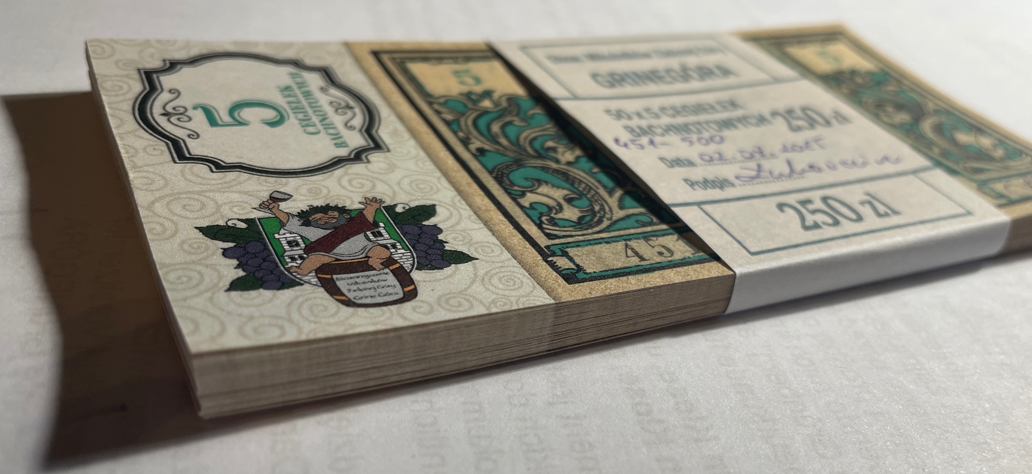 PACZKA Cegiełek 50x5 zł, GRINEGORA, na wydanie katalogu bonów Grunberg i Bachnotów