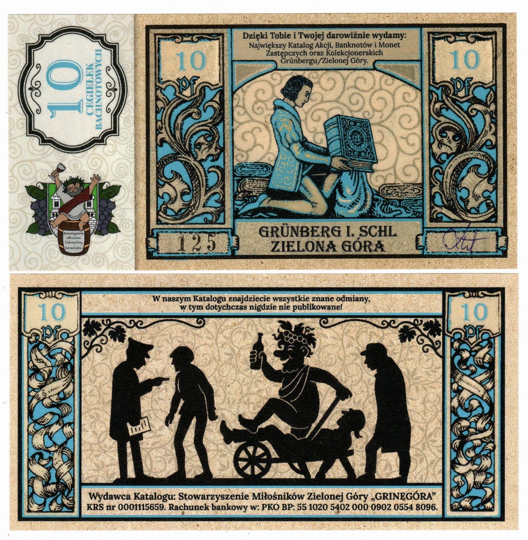 Cegiełka 10 zł, GRINEGORA, na wydanie katalogu bonów Grunberg i Bachnotów