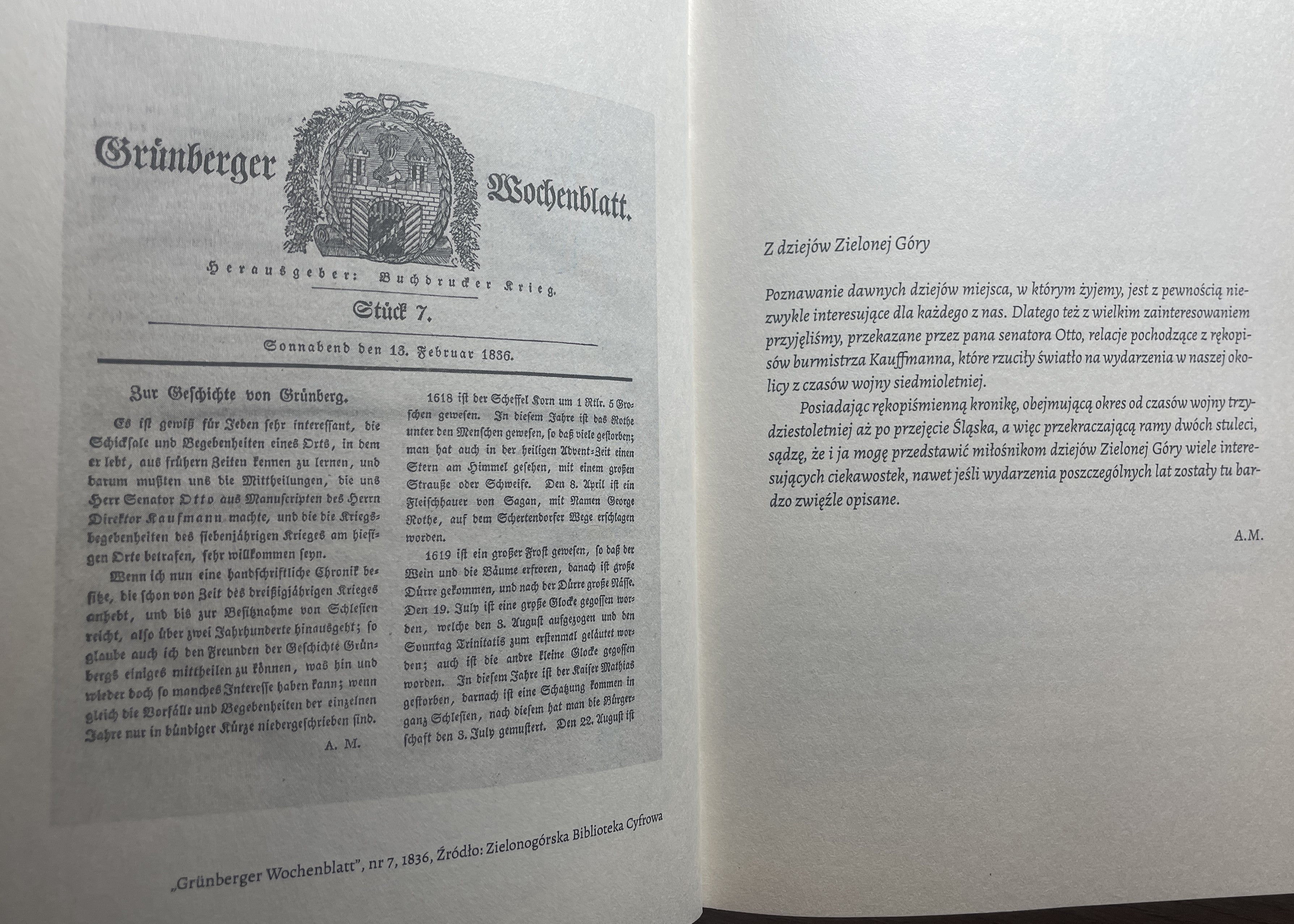 Książka Z dziejów Zielonej Góry, Kronika lat 1618-1737