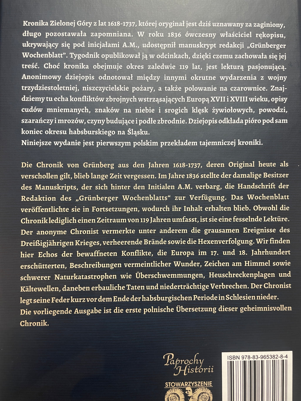 Książka Z dziejów Zielonej Góry, Kronika lat 1618-1737